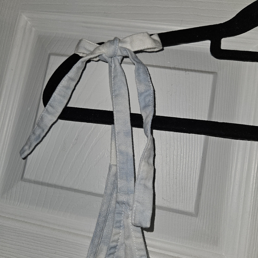beachlunchlounge Linen Blend TieDye Sky Blue Tie-Shoulder Tiered Midi Dress Sz20 - Picture 2 of 5